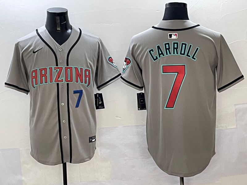 Men Arizona Diamondback #7 Carroll Grey Game Nike 2025 MLB Jersey style 33->arizona diamondback->MLB Jersey